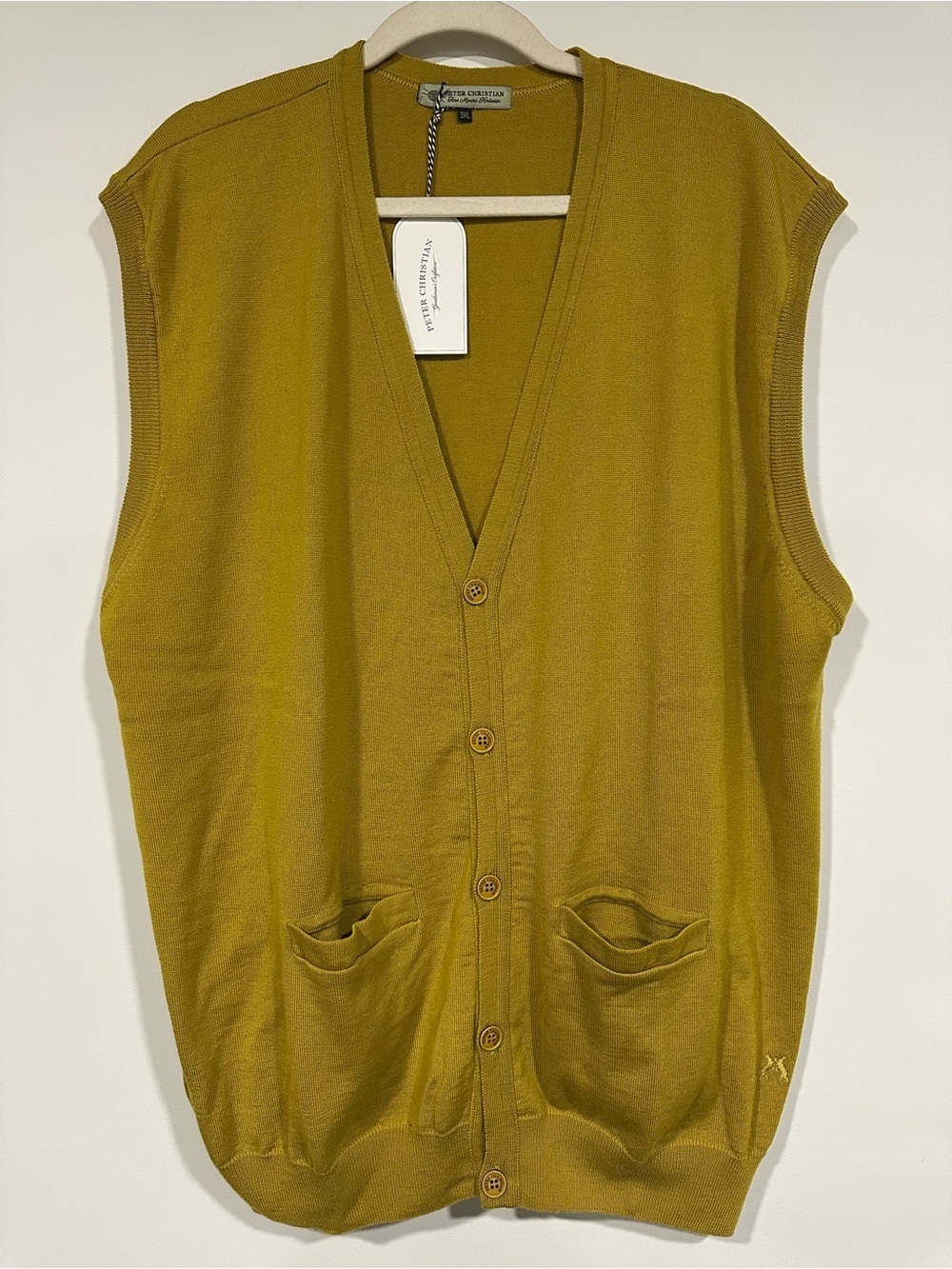 NWT PETER CHRISTIAN Sweater Vest Gold Merino Wool Men’s 3XL